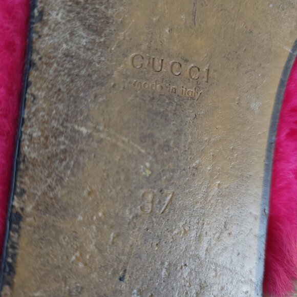 GUCCI Women Princetown Merino Wool Mules Size 37 Raspberry Pink Horsebit Slipper - Picture 14 of 15
